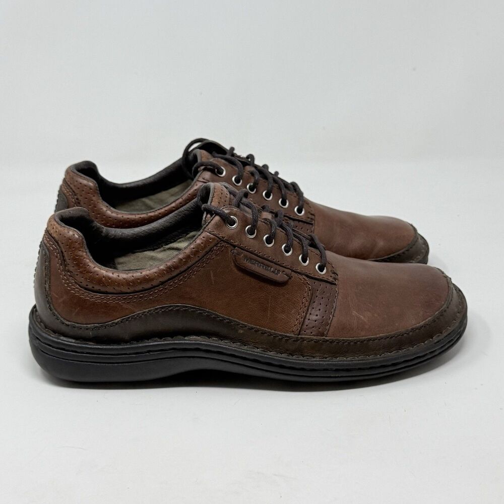 Merrell Sojourn Derby Shoes Mens 8 Redwood Brown Leather Casual Preppy Comfort